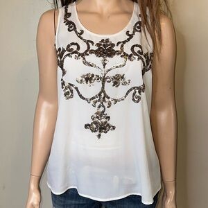 Lane Bryant Sequin Bronze Ivory Tank Sz 18
